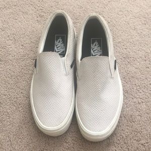 Vans purple and white snakeskin slip-ons